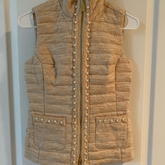 *SOLD* NWT Lilly Pulitzer Noella Vest Latte Resort Boucle - Picture 6 of 13